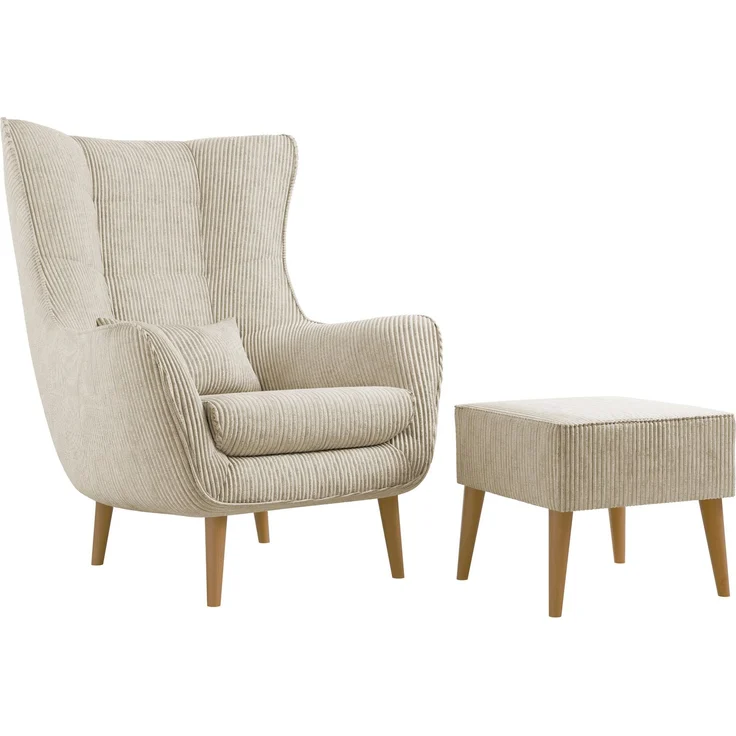 Sessel Lucio Cord (Farbe: Poso 100, mit Fußbank) – Bild 1