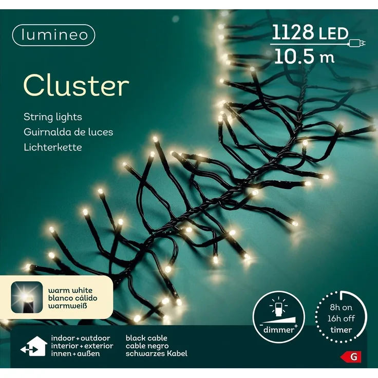 Kaemingk LED-Lichterkette, Outdoor, 1050 cm, Schwarz, Warmweiß