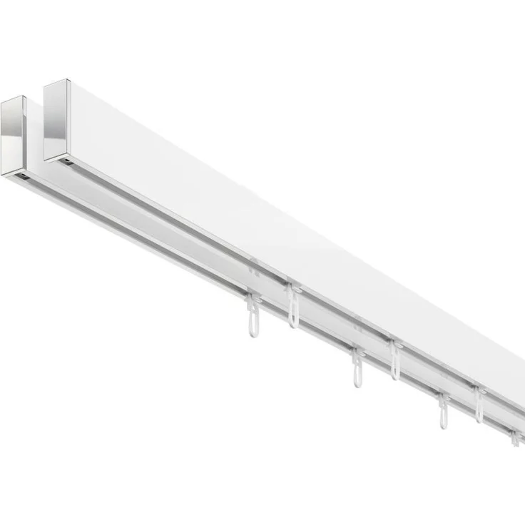 DécoProfi Innenlaufschiene Gardinenstange eckig ABOVE 2-läufig, Deckenträger, verschraubt, Aluminium / Zinkguss, Set komplett – Bild 2