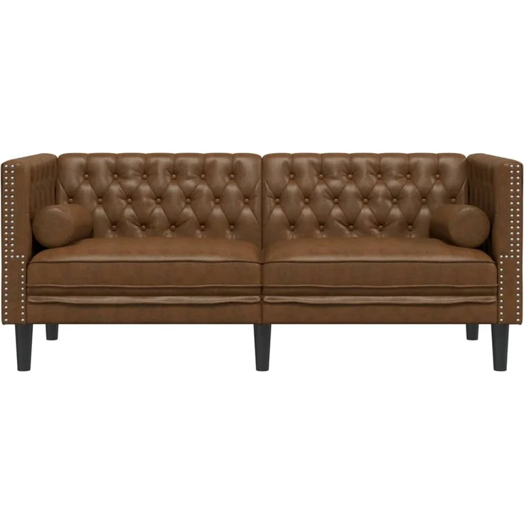 vidaXL Chesterfield-Sofa 2-Sitzer Braun Kunstleder in Wildleder-Optik 372692 – Bild 3