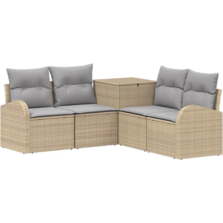 vidaXL Sofa Set 5 stk. Beige und Hellgrau Polyrattan und Stahl 3447783 – Bild 2