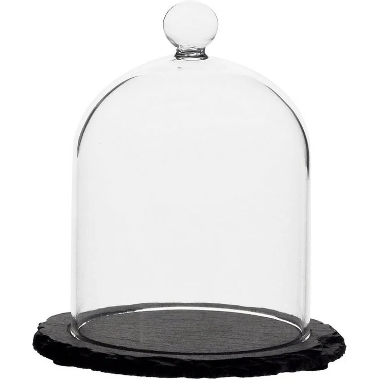 Glasglocke auf Schieferplatte 9x12x15cm Glashaube Glaskuppel Glocke Glasdom Haub – Bild 2