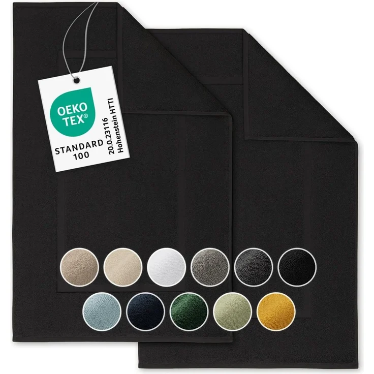 Blumtal Badematte Premium Frottier, schnell trocknend, strapazierfähig, Baumwolle, Rechteckig, 2. St, waschbarer Badvorleger 50x80cm, saugstark & weich – Bild 1