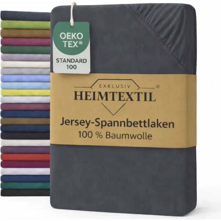 EXKLUSIV HEIMTEXTIL Jersey Spannbettlaken Deluxe 120 x 200 cm Anthrazit 160 GSM, 100% Baumwolle Öko - Tex Zertifiziert Bed-Sheet Bettlaken Spannbetttuch Topper Leinentuch