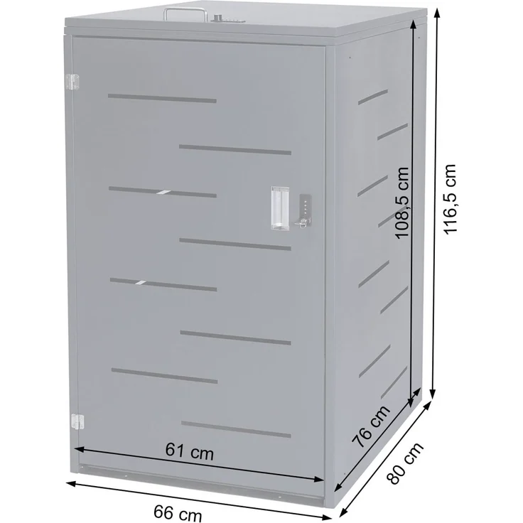 Mülltonnenverkleidung HWC-E83, Mülltonnenbox Mülltonnenabdeckung, erweiterbar 117x66x80cm ~ Edelstahl 30kg – Bild 3