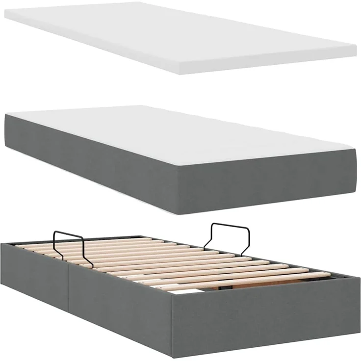 vidaXL LED-Speicherbett mit Matratze Dunkelgrau 90 x 190 cm Stoff 3372322 – Bild 9
