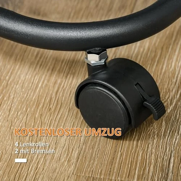 HOMCOM Servierwagen drehbar Küchenwagen mit Rollen Drahtkorb oberen Regal, (Rollwagen mit 4 Ebenen, 1 St, Küchenwagen), für Küche Büro Badezimmer, Schwarz – Bild 5