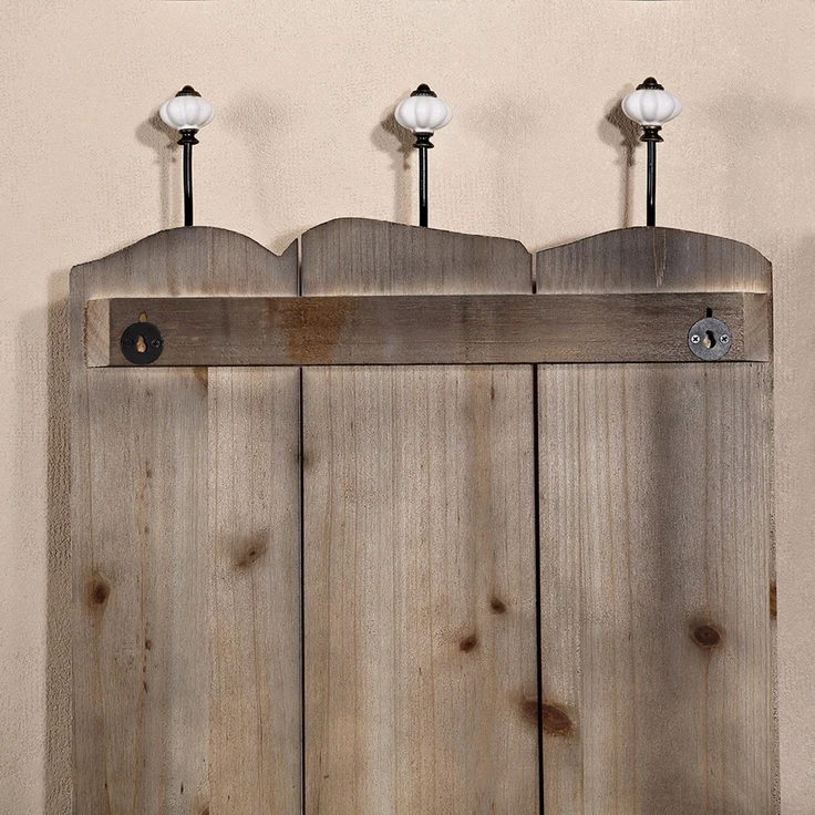 Wandgarderobe Garderobenpaneel Garderobe Wandpaneel Haken Flurgarderobe braun – Bild 3