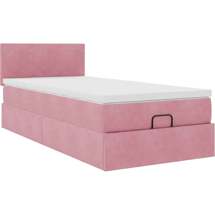 vidaXL Ottoman-Bett mit Matratze & LEDs Rosa 100x200 cm Samt 3312535 – Bild 5