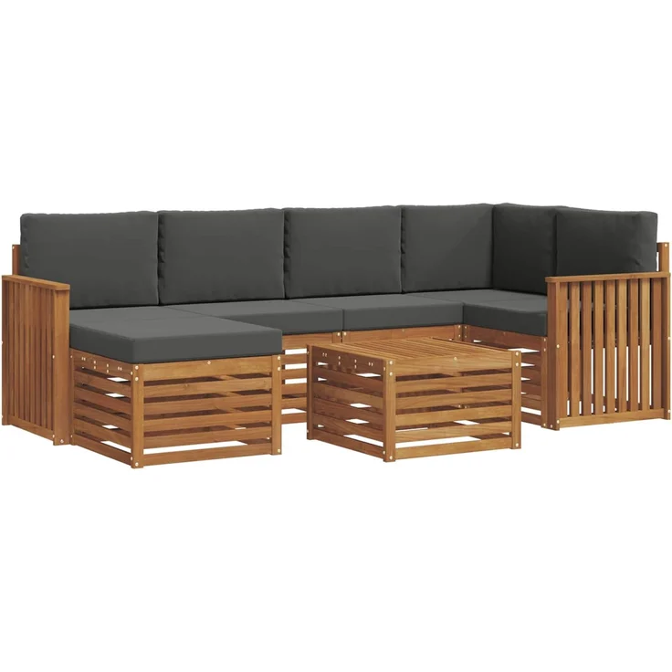 vidaXL Outdoor-Sofagarnitur 7 stk. 5-Sitzer Natur und Anthrazit 3375127 – Bild 2