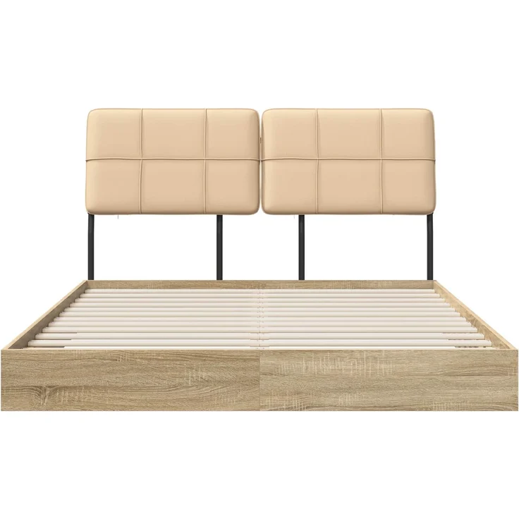 vidaXL Bettgestell mit Kopfteil Sonoma-Eiche und Creme 135 x 190 cm 8003103 – Bild 3