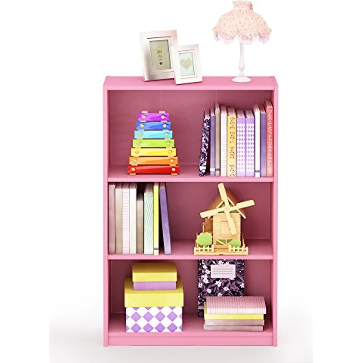 Furinno JAYA Einfaches Bücherregal, Rosa, 24. 13x24. 13x102. 36 cm – Bild 6