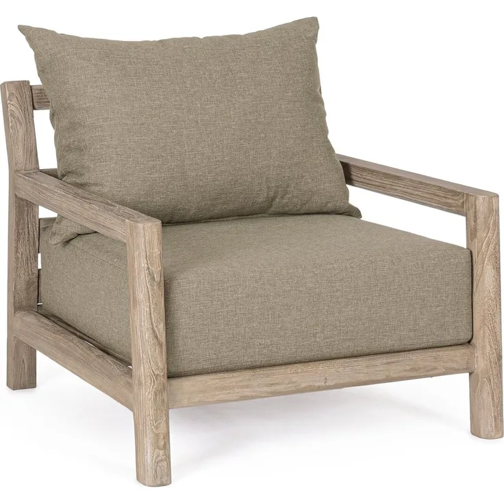 Gartensessel Narday - recyceltes Teakholz Braun, Olefin-Stoff Grün