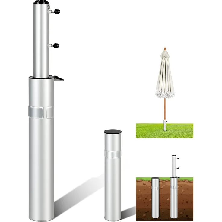 Sekey Schirmhalter Aluminium Sonnenschirmständer für Wäscheständer Gartenschirm Groß, für Stöcke bis Ø 52 mm