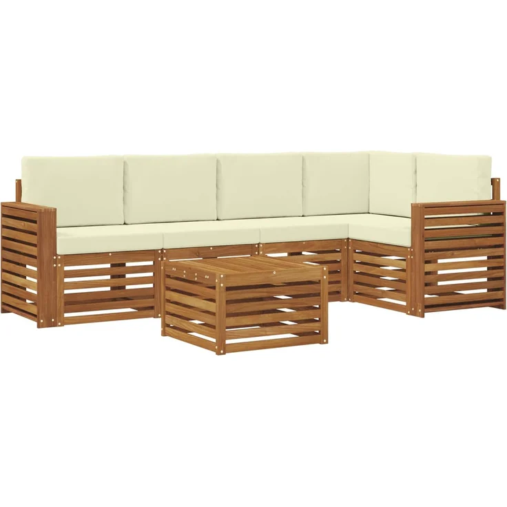 vidaXL Outdoor-Sofagarnitur 6 stk. 5-Sitzer Natur und Creme 3374855 – Bild 2
