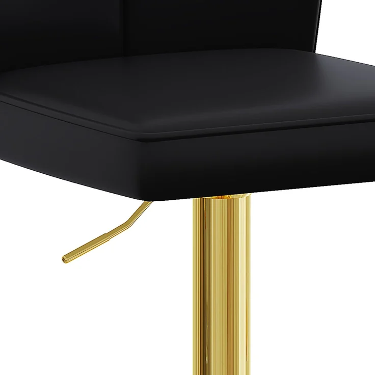 Höhenverstellbarer Barhocker im 2er-Set, 360° drehbar. Luxuriöser Barhocker im Schwarz-Gold-Design aus wasserabweisendem PU-Leder, geeignet für Kücheninseln. Verschiedene Farben erhältlich.--Schwarz + Gold--37x44x44.5cm--YOUDENOVA – Bild 7