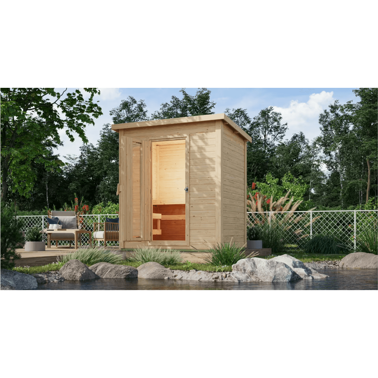 Karibu Sauna Hytti 1 naturbelassen mit 9 kW Ofen mit externer Steuerung – Bild 3