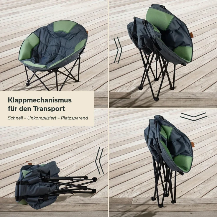 Skandika Campingstuhl Moonchair Deluxe XXL, Großer, bequemer Mondsessel, Gartenstuhl, gepolstert, klappbar, Tragegriff, Tragetasche, rund, Anti-Rutsch-Füße – Bild 4