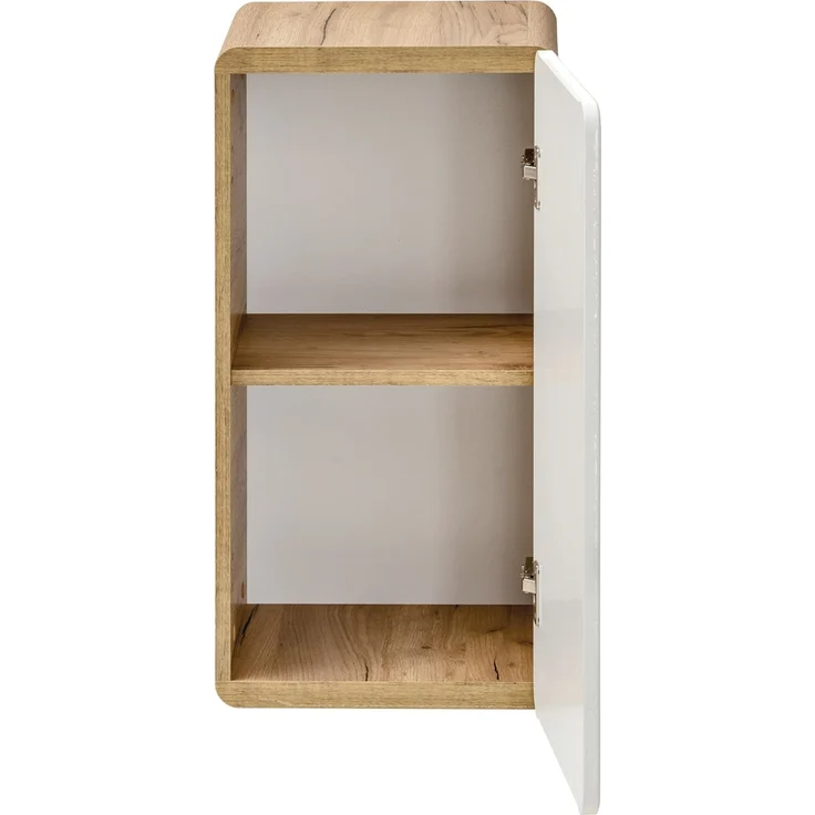 Badezimmer Unterschrank hängend LUTON-56, Hochglanz weiß mit Wotan Eiche Nb, B/H/T ca. 35/68/32 cm – Bild 3