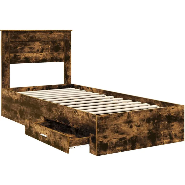 vidaXL Bettrahmen Rauchige Eiche und Silber 75 x 190 cm Holzwerkstoff 3410046 – Bild 4