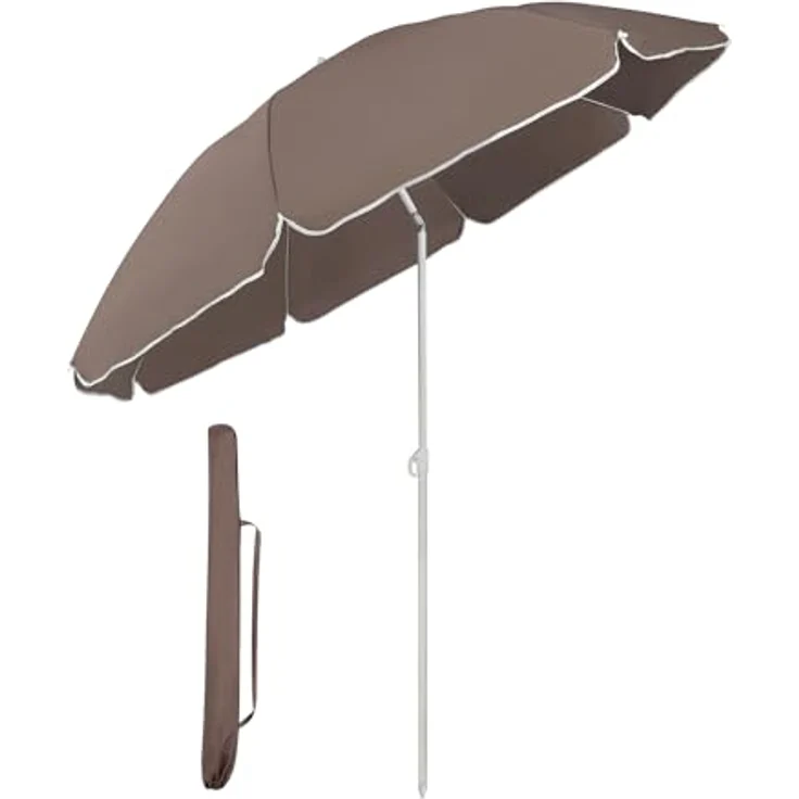 Sekey Sonnenschirm Ø 160 cm Balkonschirm Rund Strandschirm Sonnenschirm mit Schutzhülle, LxB: 160,00x160,00 cm, Neigungswinkel verstellbar, Höhe verstellbar, mit Tragetasche – Bild 2