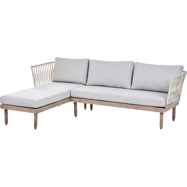 Lounge Set mit Tisch 4-Sitzer CREMONA Akazienholz Braun Grau rechtsseitig – Bild 6