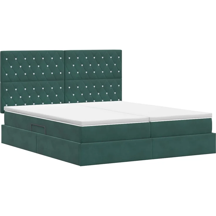 vidaXL Aufbewahrungsbett mit Kopfteil Dunkelgrün 200 x 200 cm Samt 3459822 – Bild 8