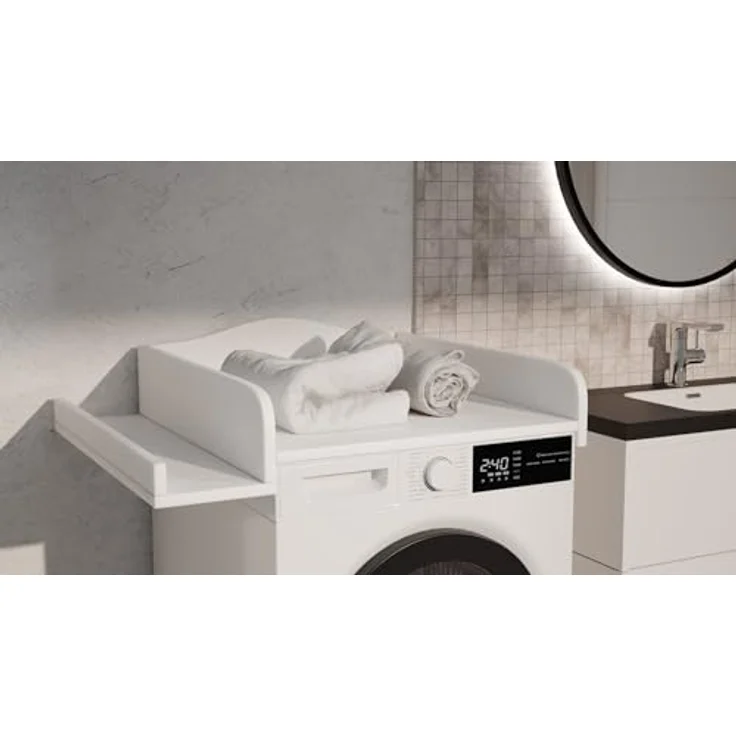 regalik Wickelaufsatz für Waschmaschine – Wickelauflage 60x70 cm – Laminierte Holzplatte – Weiß – 82 x 72 x 10 cm – Sicherer & Platzsparender Wickeltischaufsatz – Bild 5