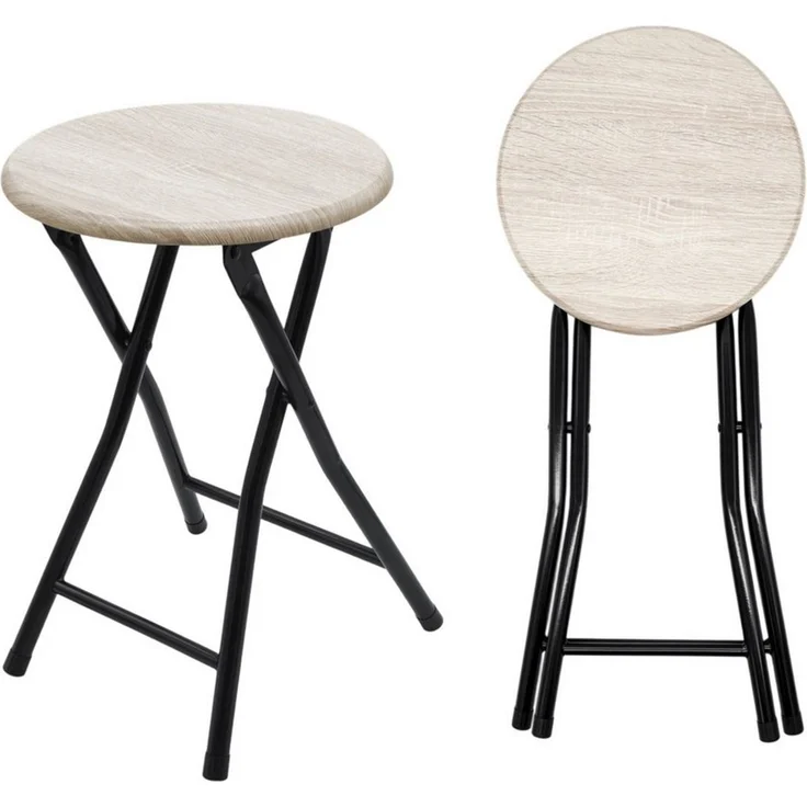 Spetebo Sitzhocker Holz Metall Klapphocker - 47 x 33 cm (Anzahl, 2 St, Stück), klappbar – Bild 1