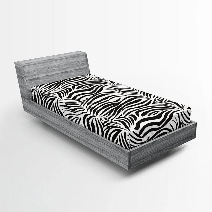 Abakuhaus Spannbettlaken Soft Dekorativer Stoff Bettwäsche Rund-um Elastischer Gummizug, Schwarz-Weiss Wilde Zebra-Linien – Bild 1