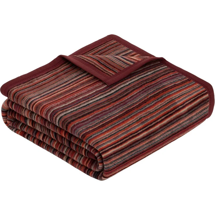 IBENA 'Malang' Wohndecke, mit filigranen Streifen, Jacquard, Rot/Grau, 150x200 cm – Bild 5