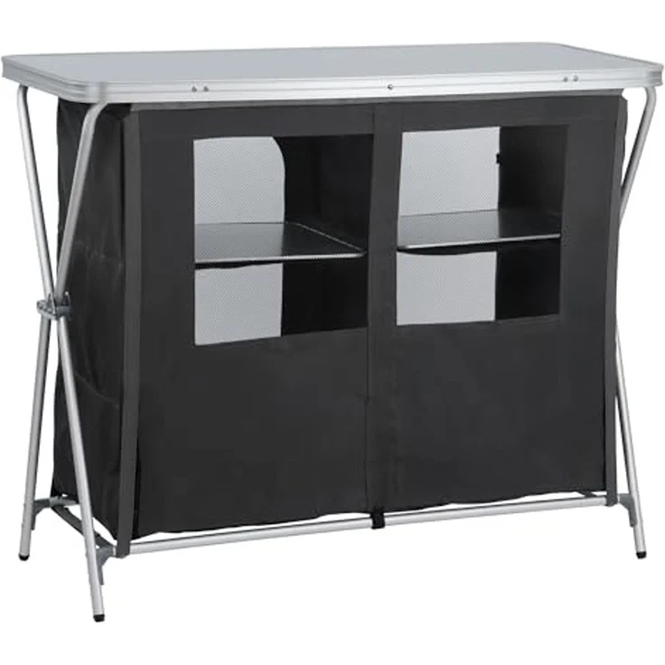 CampFeuer Campingschrank Campingschrank, 110 cm x 47 cm x 90 cm, Campingküche Alu Faltschrank – Bild 4