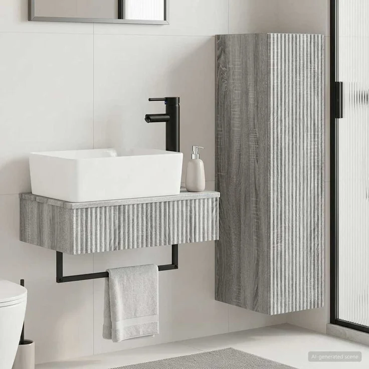 vidaXL Badezimmerschrank-Set 2 stk. Grau Sonoma 33 x 34,5 x 100 cm 3406109 – Bild 1