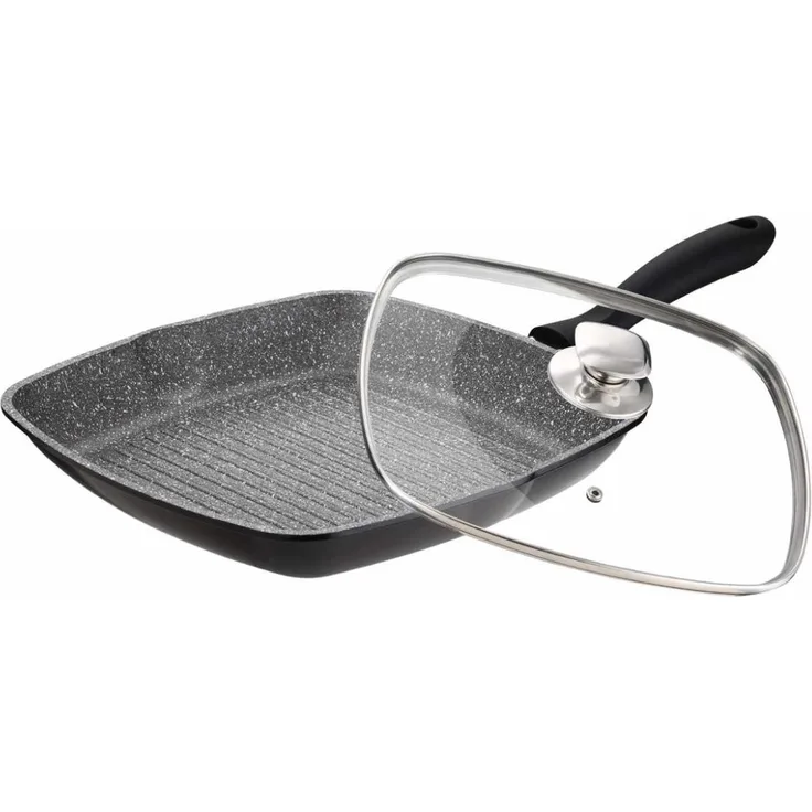 Grillpfanne Bratpfanne Steakpfanne Aluguss Glasdeckel Cheffinger CF-GP28
