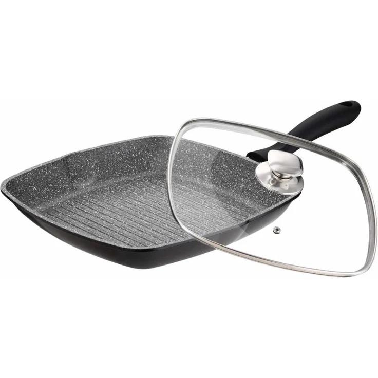Grillpfanne Bratpfanne Steakpfanne Aluguss Glasdeckel Cheffinger CF-GP28
