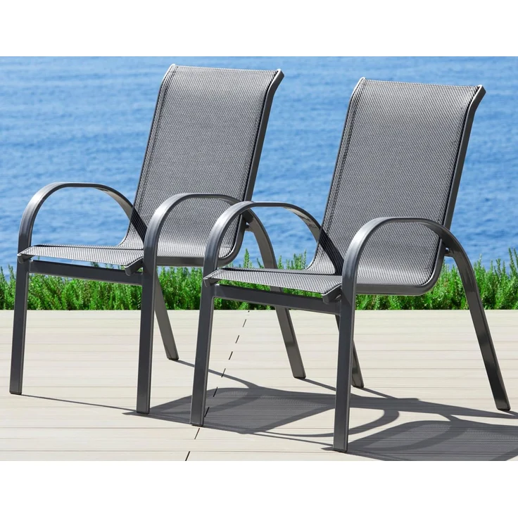 MERXX Gartenstuhl Amalfi (Set, 2 St), 2er Set, Alu/Textil, stapelbar, anthrazit – Bild 5