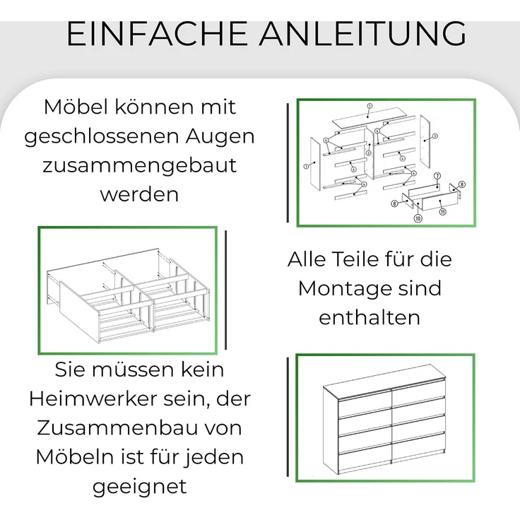 ibonto KOMMODE HANDWERKLICHE EICHE 40x138x97cm (H 97 x T 40 x B 138 cm) – Bild 7