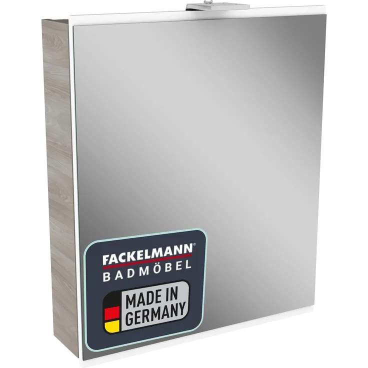 Fackelmann LIMA LED Spiegelschrank 60 cm breit, Braun/Weiß