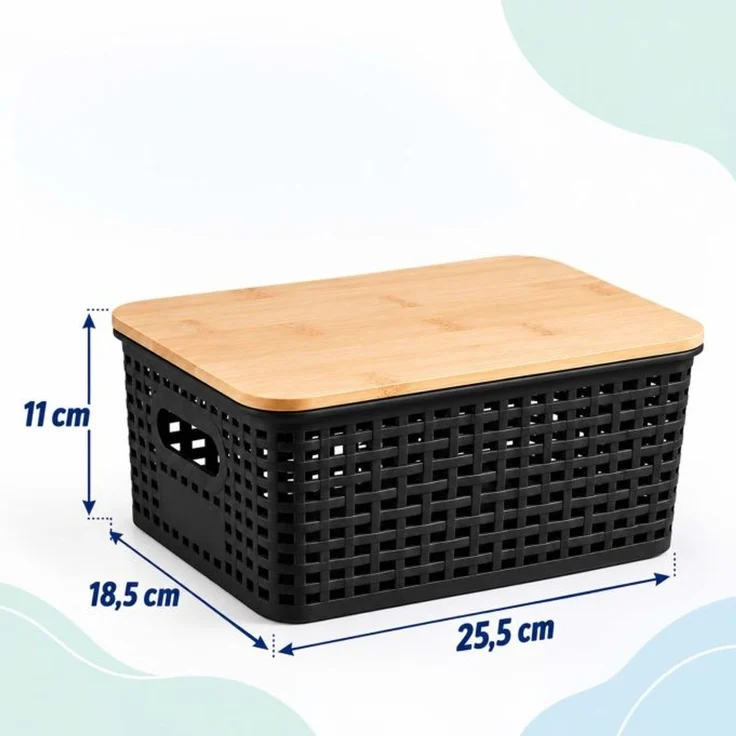 Relaxdays Aufbewahrungsbox mit Bambusdeckel im Set – Bild 4