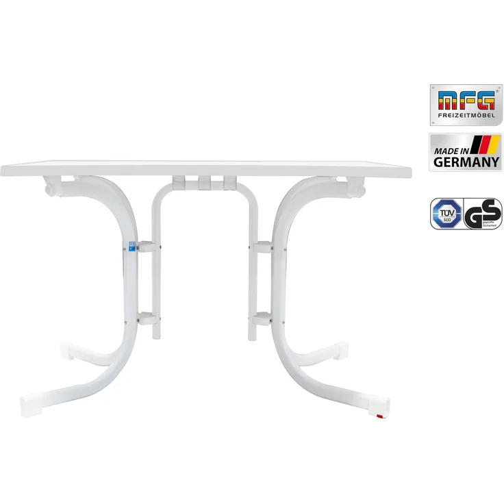 MFG Boulevardklapptisch 110x70 cm klappbar, wetterfeste Melamin-Platte, Gestell: wei§, Tischplatte: wei§ – Bild 3