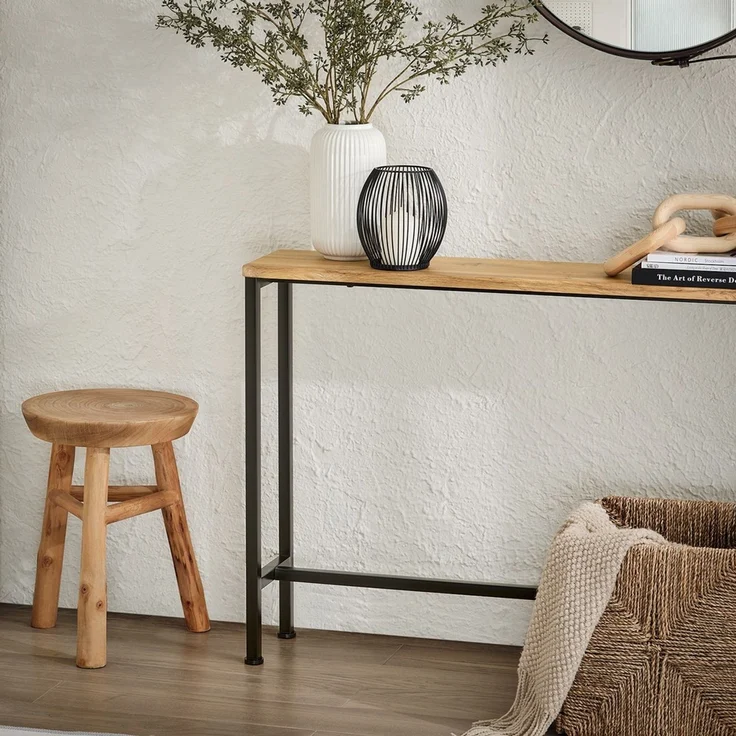 SoBuy FSB19-E Konsolentisch Flur, Metall, Pulverbeschichtung, Helle Eiche, 120 x 65 x 20 cm – Bild 7