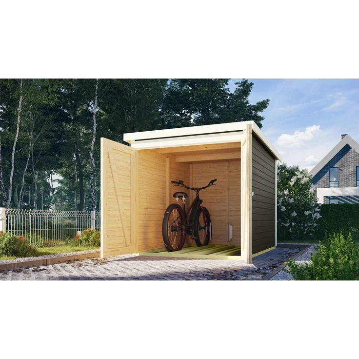Karibu Fahrradbox Fahrradgarage mit Einschub und Halterung für bis zu 3 Fahrräder, in 2 Ausführungen, BxTxH: 162,5 x 216 x 167 cm – Bild 5