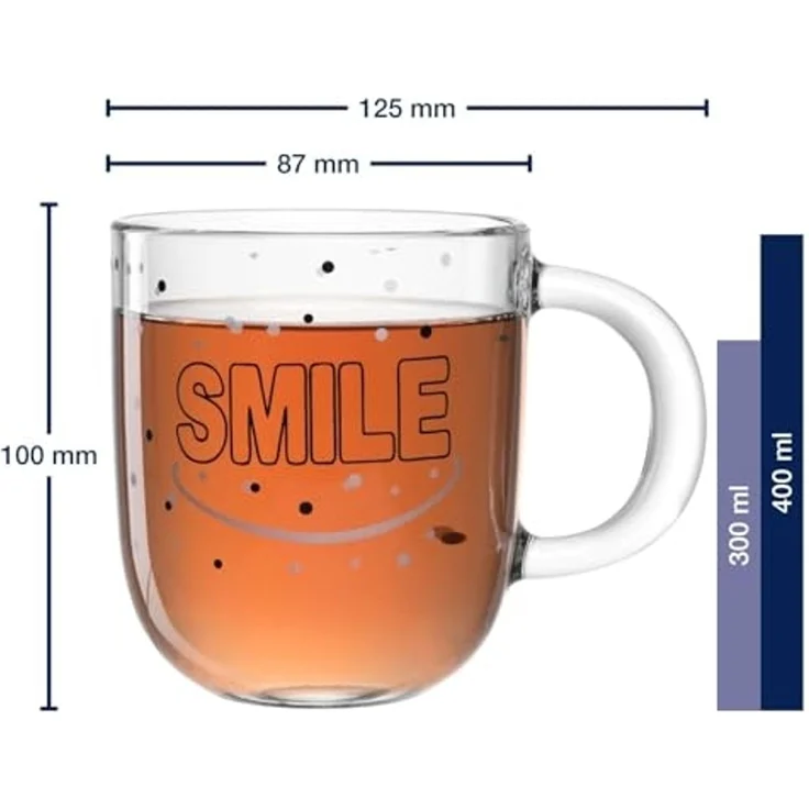 LEONARDO Tasse Becher "SMILE", 4er-Set, UFFICIO, 4-tlg, Glas, spülmaschinengeeignet – Bild 2