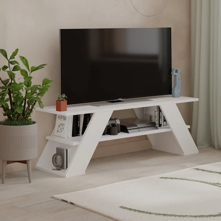Decortie TV-Schrank Farfalla Moderner TV-Ständer, Multimedia-Center, TV-Möbel, 120 x 33,5 x 40 cm – Bild 4
