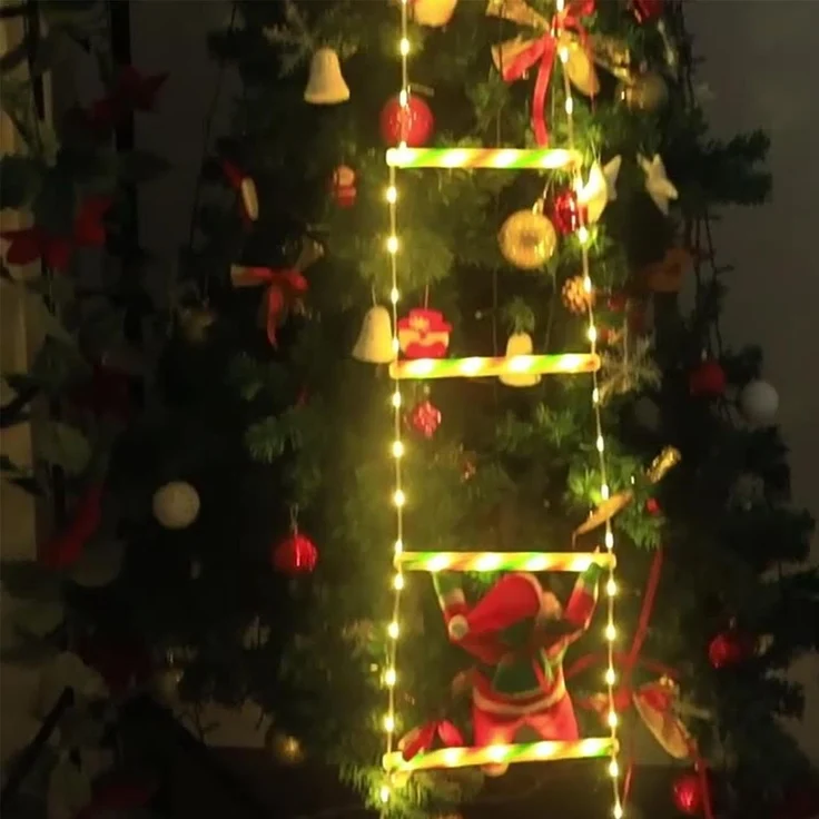 ABC Weihnachts-Lichterleiter mit Weihnachtsmann, 3 m, trapezförmige Lichterkette – Bild 3