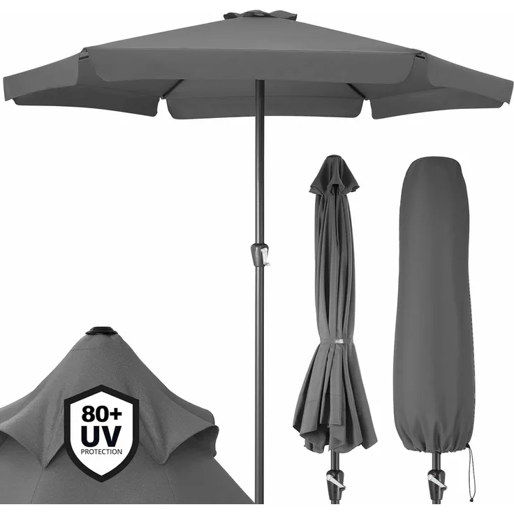 Kingsleeve® Sonnenschirm ohne Gestell, UV Schutz 80+, Alugestell / Polyester dunkelgrau, Ø 330cm