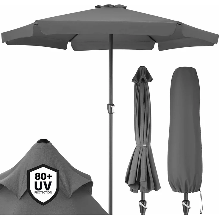 Kingsleeve® Sonnenschirm ohne Gestell, UV Schutz 80+, Alugestell / Polyester dunkelgrau, Ø 330cm – Bild 1
