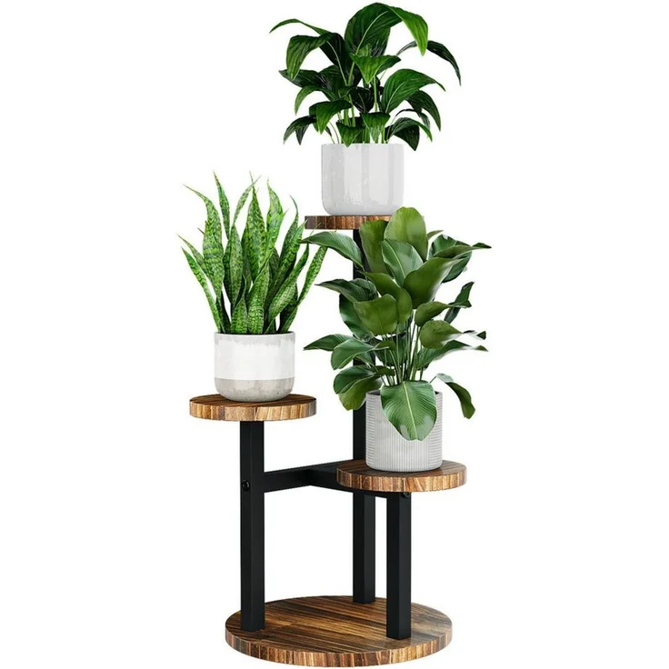 Bamworld Blumenständer Holz-Pflanzenständer, Indoor-Blumenregal, Kleiner Metall-Blumenständer (1 St), für Terrasse, Balkon, Wohnzimmer, Schlafzimmer (5 Etagen) – Bild 1