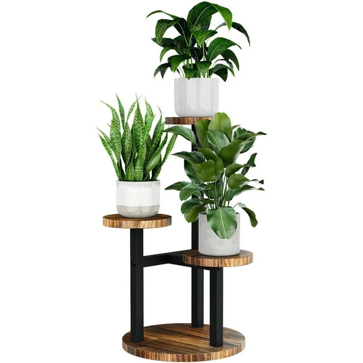 Bamworld Blumenständer Holz-Pflanzenständer, Indoor-Blumenregal, Kleiner Metall-Blumenständer (1 St), für Terrasse, Balkon, Wohnzimmer, Schlafzimmer (5 Etagen)