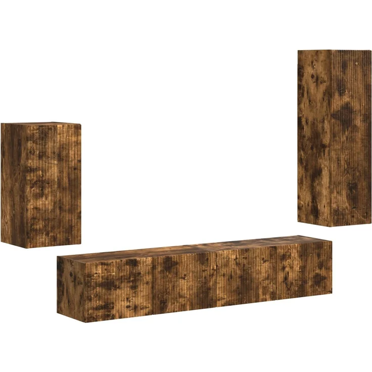 TV-Schrankset 4 pcs, Lowboard TV Geräucherte Eiche Holzwerkstoff – Bild 2